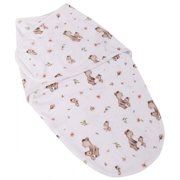 Bavlnený zavinovací vak, zavinovačka Mommy Bear, biela/hnedá
