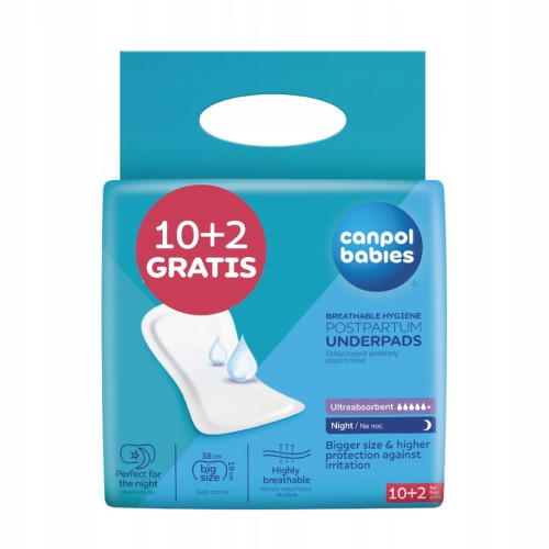 Poporodní vložky Canpol babies noc 38×19 cm, 12 ks