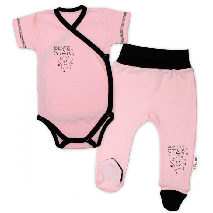 Baby Nellys 2-dielna sada body kr. rukáv + polodupačky, ružová - Baby Little Star