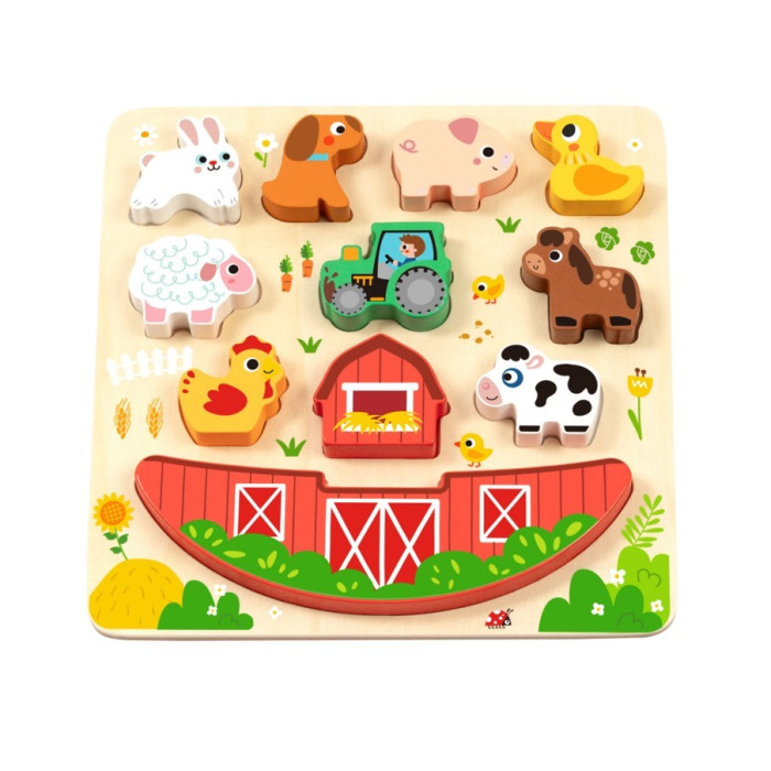 2Kids Toys Balančné puzzle Farma 2v1 – vkladačka + hra, certifikované drevo, 18m+
