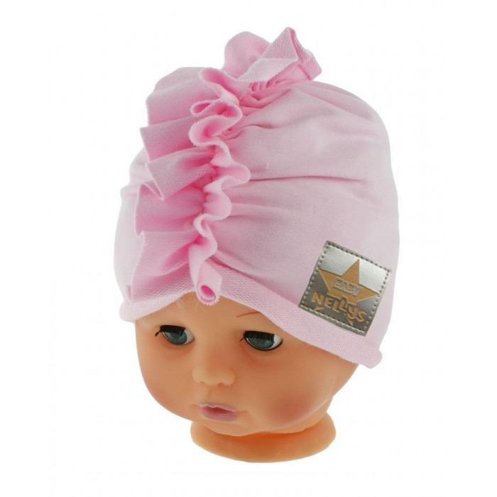 Baby Nellys Jarná/jesenná bavlnená čiapka - turban, sv. ružová