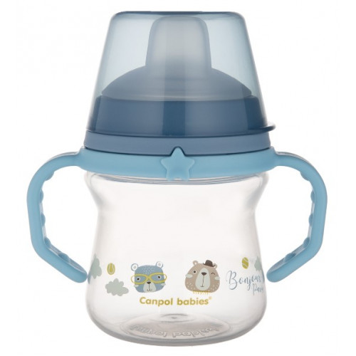 Nevylievací hrnček Canpol Babies s mäkkým náustkom - Bonjour, modrý, 150 ml