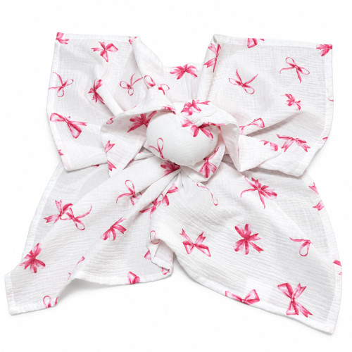 Mušelínová plienka, maznáčik, prítulníček Baby Nellys Bunny, Mašličky, ružová, ecru