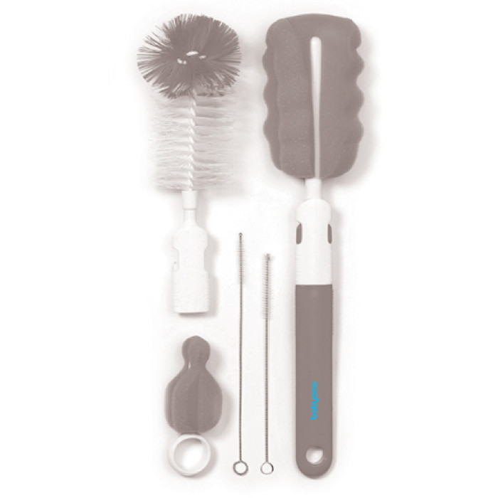 Sada kefiek na fľaše a cumlíky s vymeniteľnými hlavicami - sivá