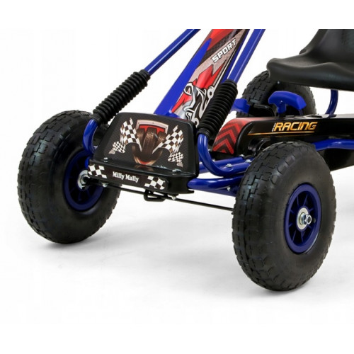 Dětská šlapací motokára THOR – nafukovací kola, brzda, 3–8 let, černá, modrá