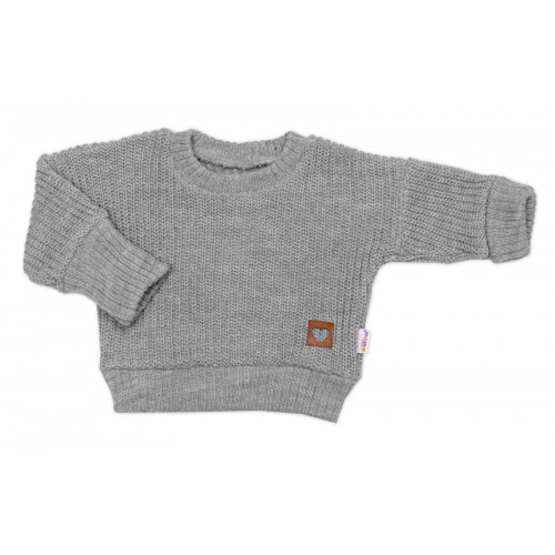 Rastúci oversize pletený svetrík pre bábätko, sivý, veľ. 68/74