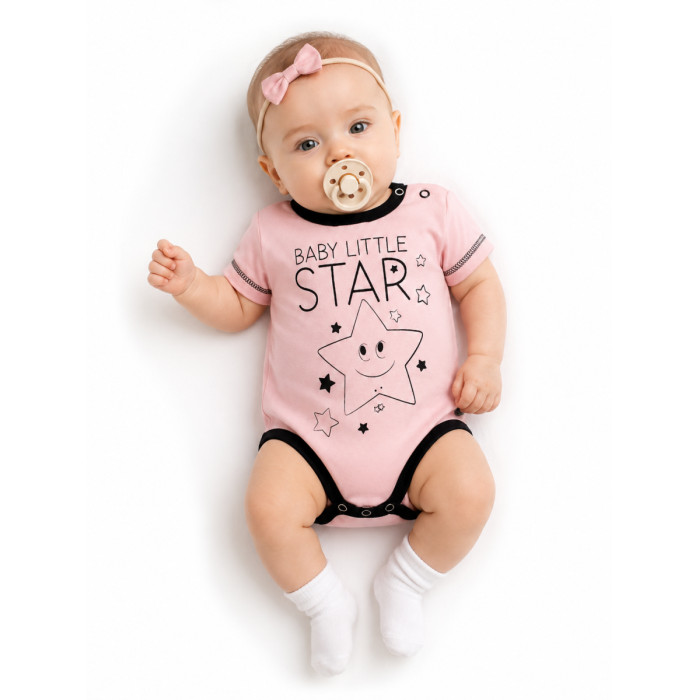 Body krátky rukáv Baby Nellys, Baby Little Star - ružové