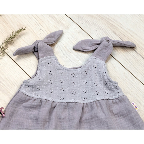 Baby Nellys Letné ľahučké mušelínové šaty Summer - šedé , veľ. 80/86