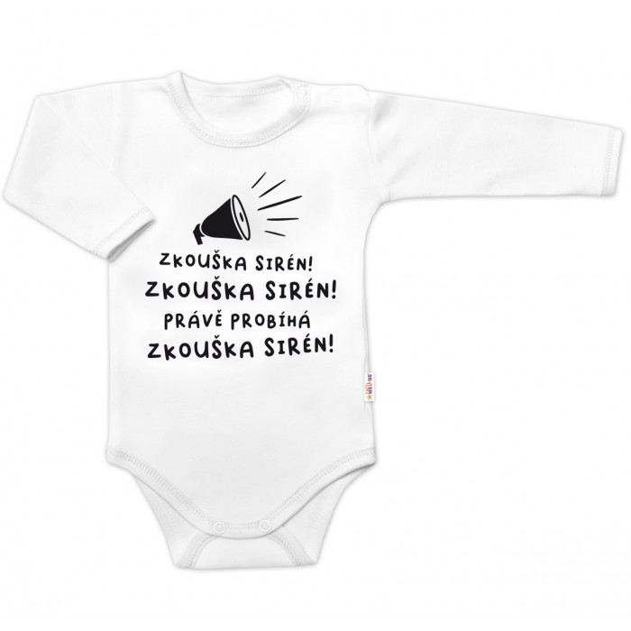 Body dlhý rukáv  Zkouška sirén, Baby Nellys, biele, veľ. 86