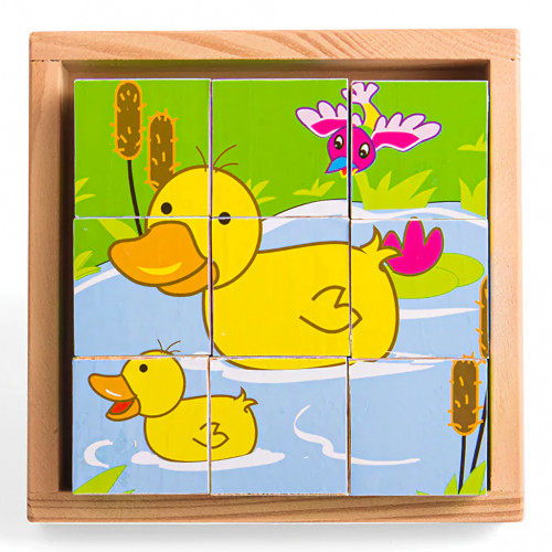 Bigjigs Toys Obrázkové kocky kubusy Zvieratká 9 kociek