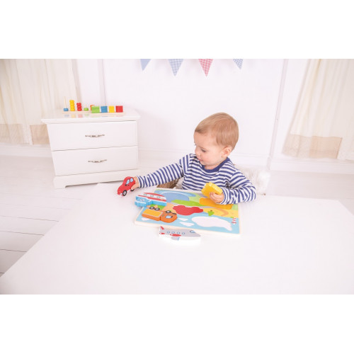 Bigjigs Toys Vkladacie puzzle dopravné prostriedky