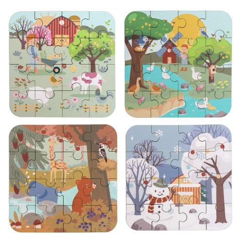 2Kids Toys Puzzle v drevenej krabici Štyri ročné obdobia