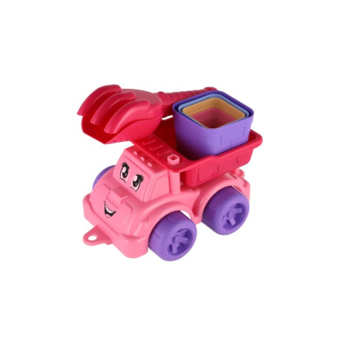 Súprava na piesok 6ks plast auto na voľný chod s doplnkami 2 farby v sieťke 16x13x21cm 12m