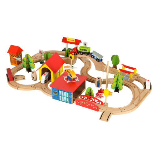 Drevená vláčikodráha s rušňom Mesto, 69 dielov