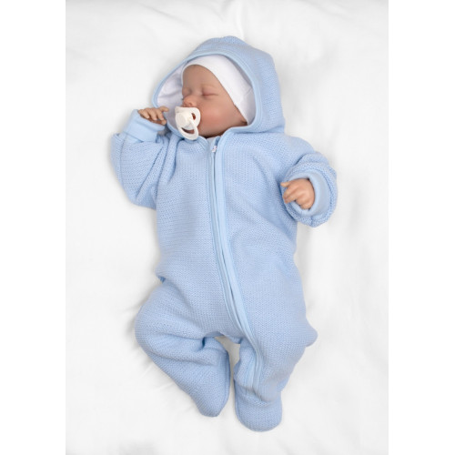 Pletený overal s kapucňou, CUTE - sv. modrý, veľ. 62