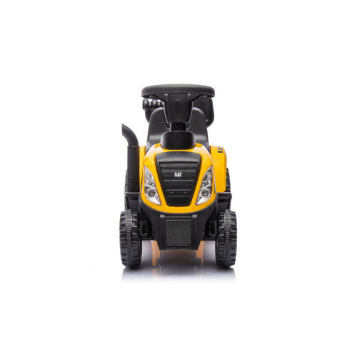 Detský traktor s vlečkou a náradím – odrážadlo pre deti so zvukmi - žlté