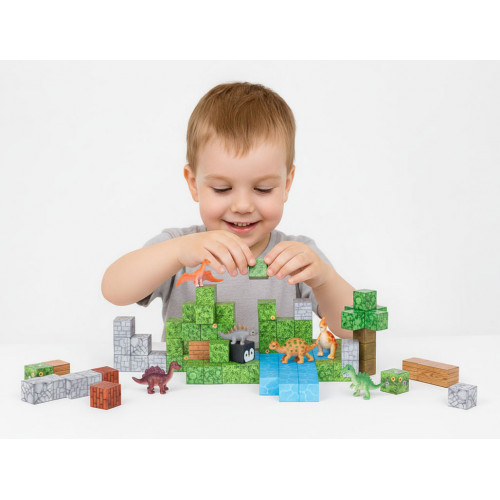 Magnetické stavebné kocky pre deti dinosaury 142 dielikov
