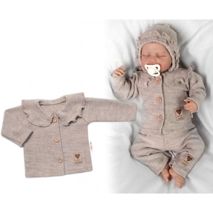 Pletený svetrík s volánikom Girl, Baby Nellys, béžový