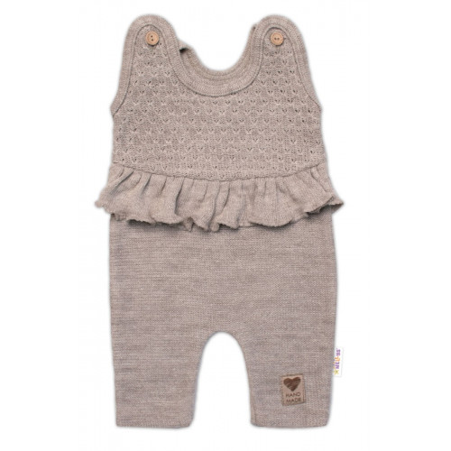 Pletené láclové nohavice Girl s volánikom, Baby Nellys, béžové, veľ. 68