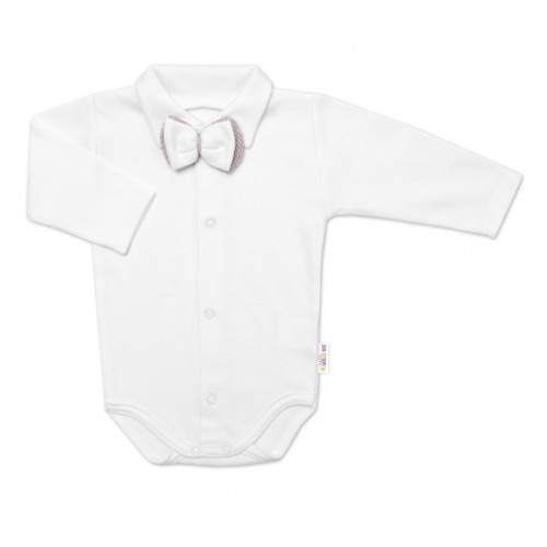 5-dielna pletená sada Baby Nellys, Boy, body, nohavice, sveter, čiapka, motýlik, béžová,80