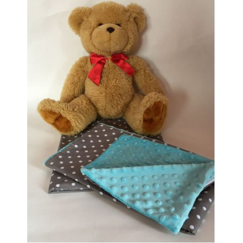 3-dielna sada mantinel s obliečkami Minky Baby Nellys - Bodky, Minky tyrkys/tm. šedá