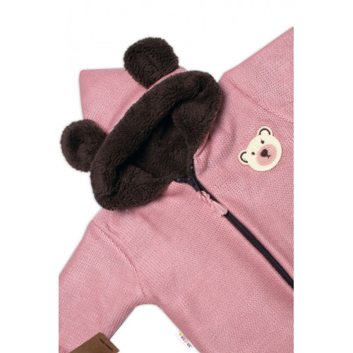Oteplená pletená kombinéza s rukavičkami Teddy Bear, Baby Nellys, ružová, veľ. 68