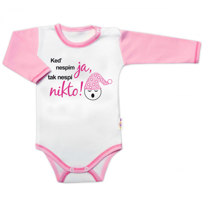 Body dl. rukáv s vtipným textom Baby Nellys, Keď nespím ja, tak nespí nikto, veľ.80, holka