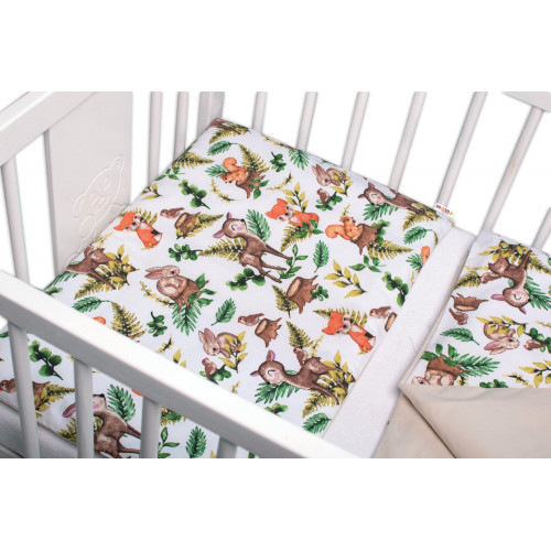 Baby Nellys 3-dielna sada Mantinel s obliečkami, Baby Friends, biele/béžové