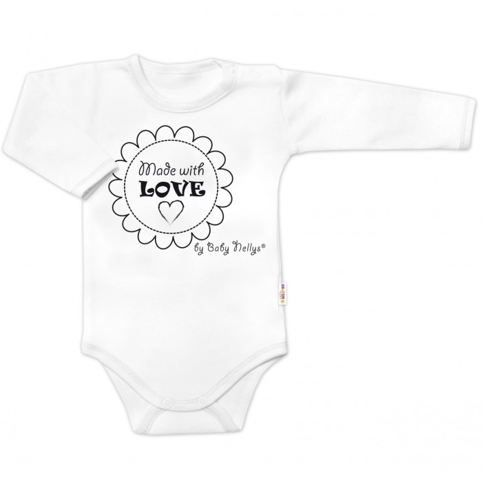 Body dlhý rukáv Baby Nellys, Made with love, biele