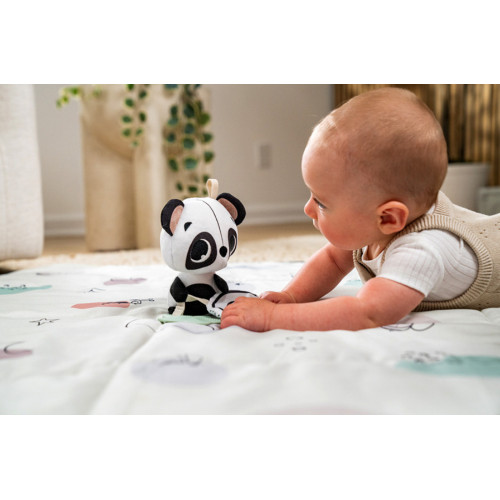 Závesná hračka s hryzátkom Panda, čierna/biela