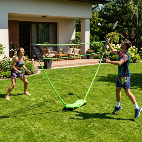 Bedmintonová súprava pre deti, skladacia sieť, rakety, košíky, prenosný kufrík 300x156 cm
