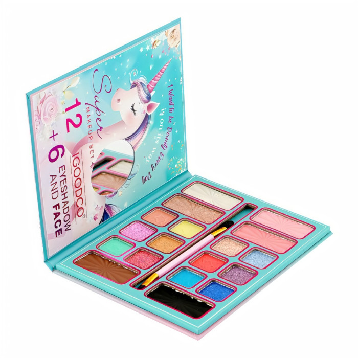 Detská kozmetická paleta Glitter Unicorn so zrkadielkom