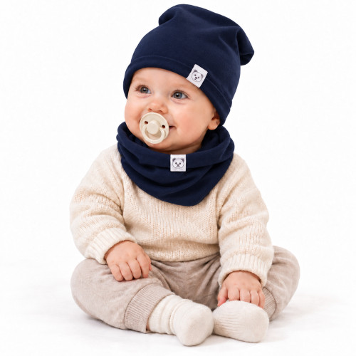 Čiapka s nákrčníkom bavlna, Little Bear, Baby Nellys, granátová, veľ. 92/98