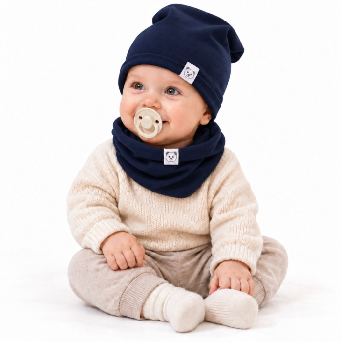 Čiapka s nákrčníkom bavlna, Little Bear, Baby Nellys, granátová, veľ. 92/98