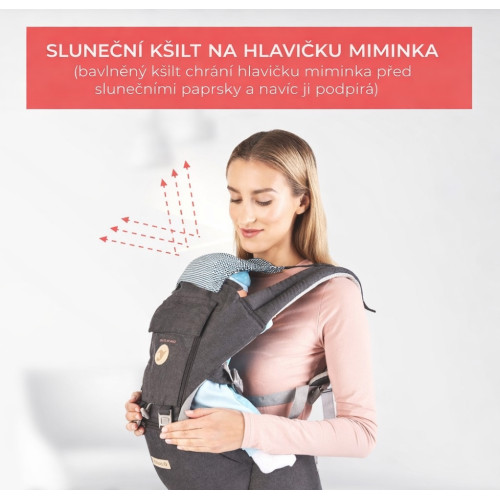 Nosítko Colibro HONEY 12v1 – ergonomické nosítko s hip seatem, šedé