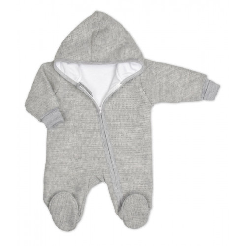 Pletený overal s kapucňou, CUTE - sivá