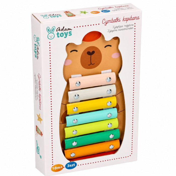Detský drevený xylofón Kapybara Adam Toys – detský hudobný nástroj s 8 tónmi, 18m+