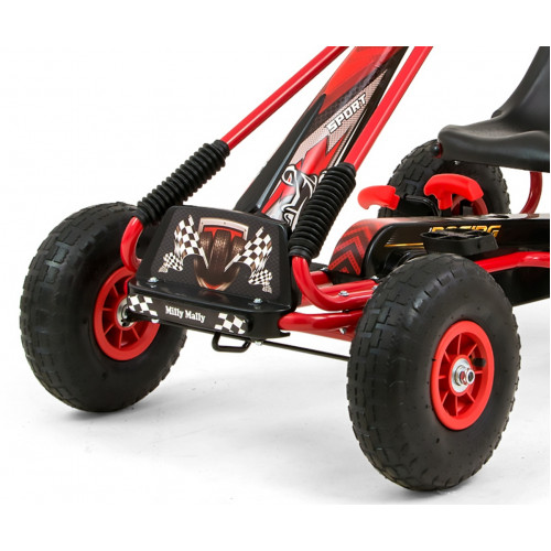 Dětská šlapací motokára THOR – nafukovací kola, brzda, 3–8 let, červená, černá