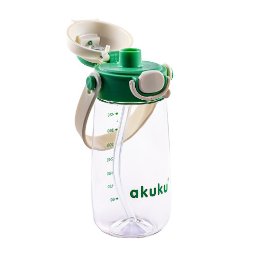 Detská fľaša na pitie so slamkou, bidon 480 ml green – do školy, na šport aj výlety