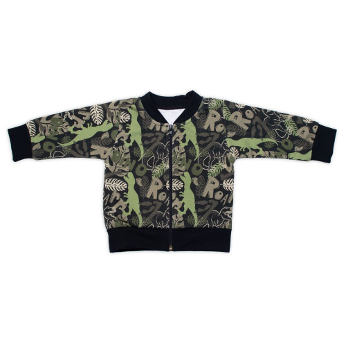 Štýlová bavlnená tepláková súprava G-baby, Dino - khaki/čierna, veľ. 86