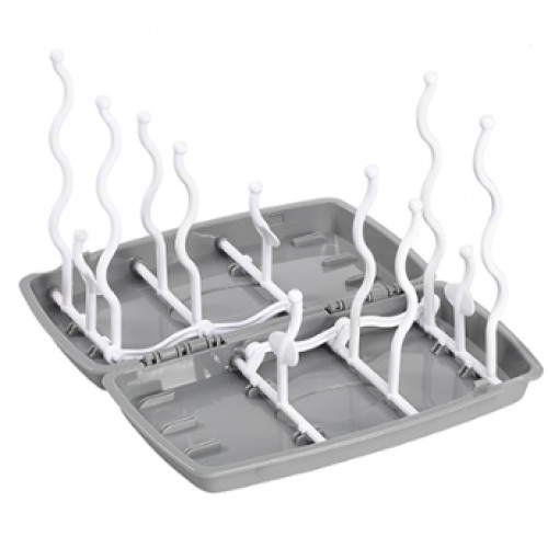 BabyOno Univerzálny odkvapkávač na fľaše a cumlíky -tm. sivý