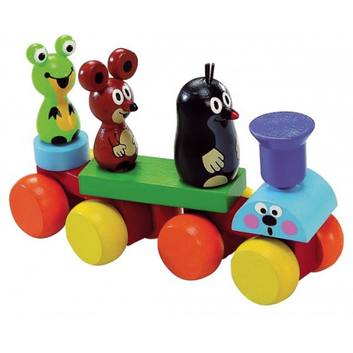 Teddies Vlak Krtek dřevo 15cm v krabičce