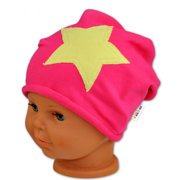 Bavlnená čiapočka s hviezdou Baby Nellys ® - malinová, vel. 98