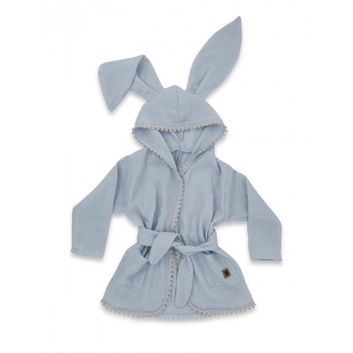 Detský mušelínový župan s uškami Bunny - jeans