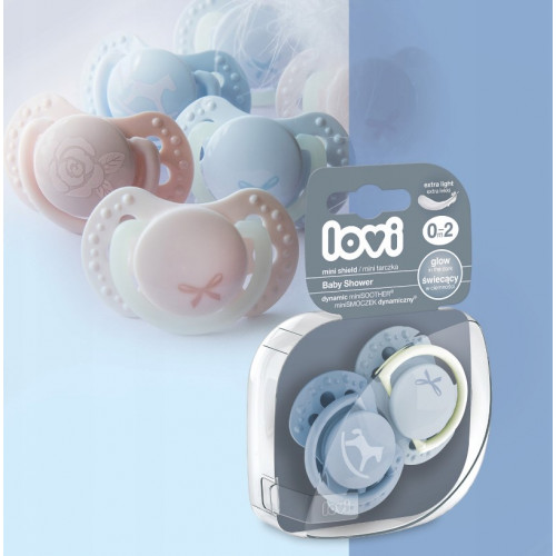 Lovi Silikónové dynamické cumlíky 0-2m Baby Shower Boy - modré