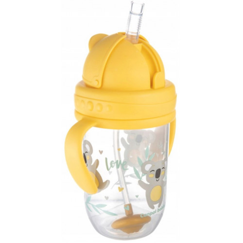 Canpol babies Nevylievací hrnček so slamkou a závažím Exotic Koala - žltý, 270 ml