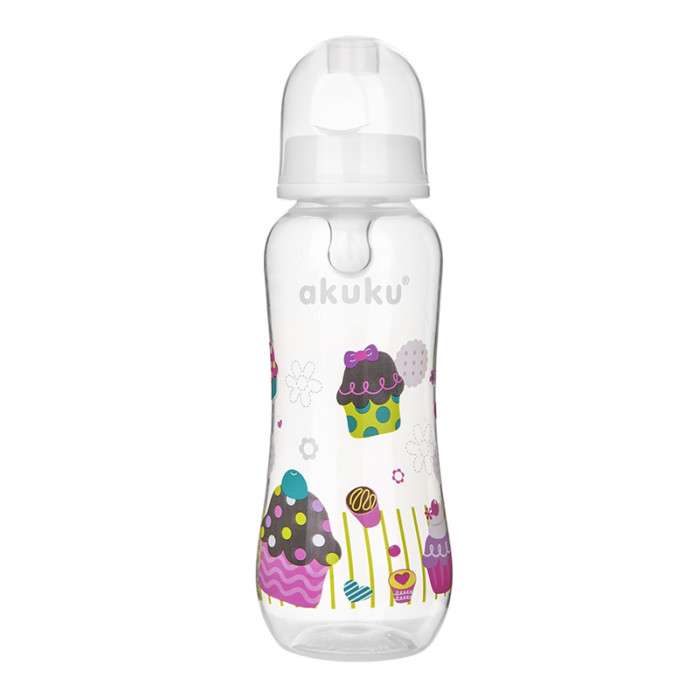 Dojčenská, plastová fľaštička Akuku, Torta, 250 ml - mix barev