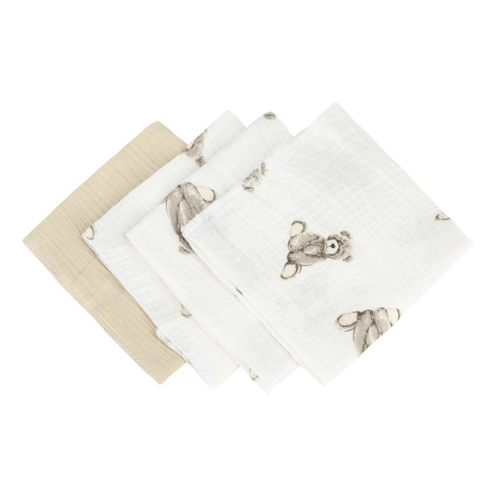Mušelínové vreckovky krešované 30×35 cm Teddy Beige – balenie 4 ks