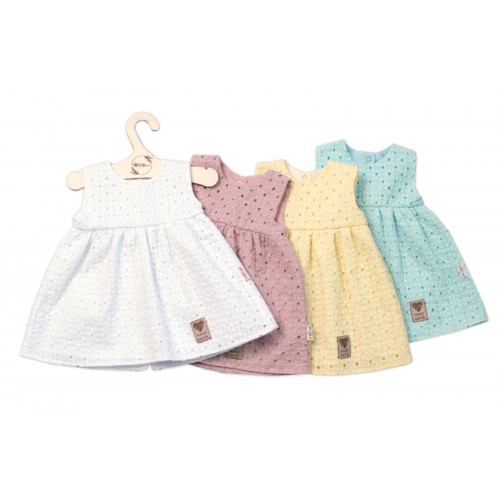Baby Nellys Ľahké Handmade šatičky Madeira, biele, veľ. 98