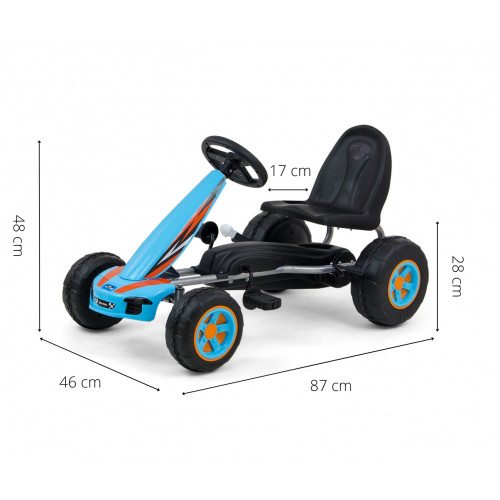 Milly Mally VIPER – detská šliapacia motokára (gokart) s ručnou brzdou - modrá